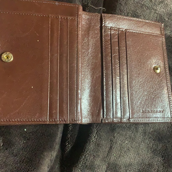Burberry authentic brown leather wallet heymarket design check interior lining - Picture 10 of 10